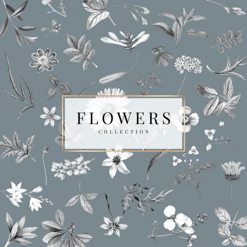 Flowers collection on a gray background vector - 1201089