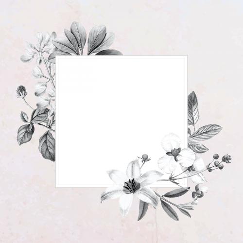 Blank square floral frame design vector - 1201101