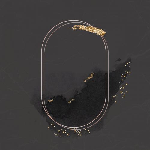 Golden glitter smudge on an oval frame vector - 1201217