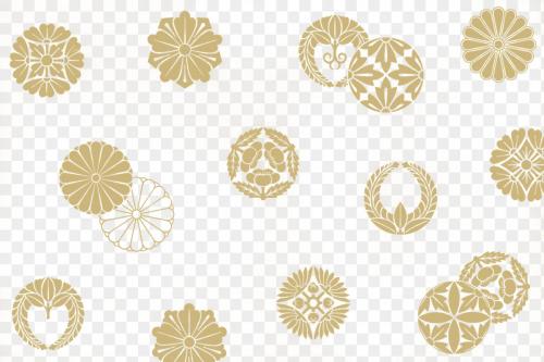 Vintage Japanese gold pattern transparent png, remix from original artwork - 2265691