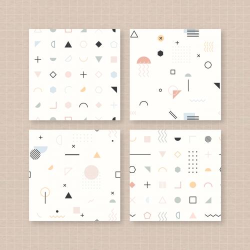 Beige Memphis seamless pattern vector set - 1201404