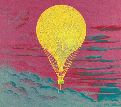 Floating balloon vintage illustration, remix from original painting. - 2266570