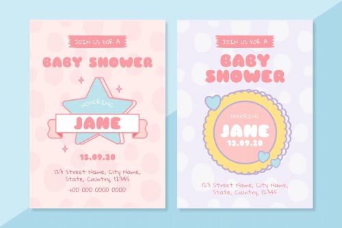 Cute baby shower invitation card templates vector - 1201747
