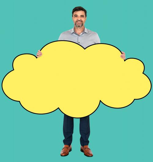 Businessman holding a blank cloud - 503887