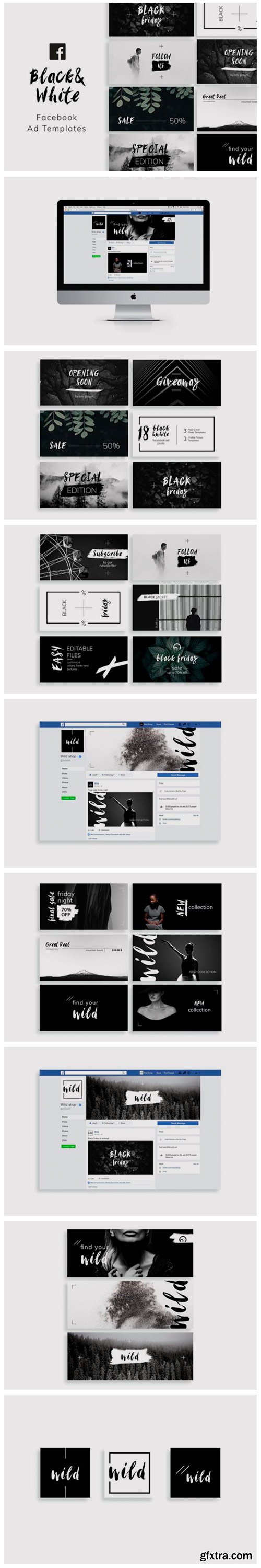 Black & White Facebook Ad Templates 4314070 » GFxtra