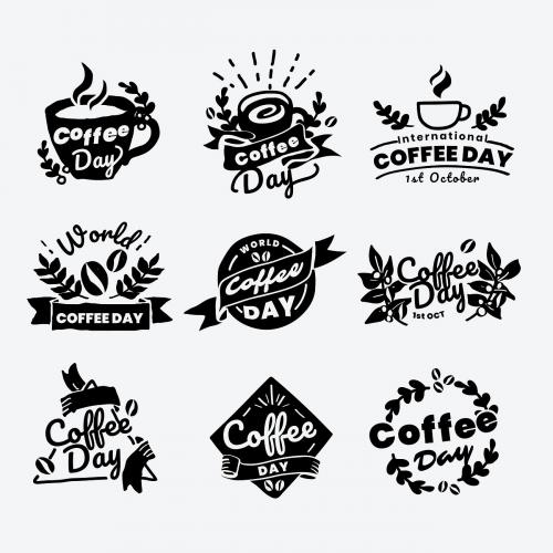 International coffee day logo vector set - 1203079