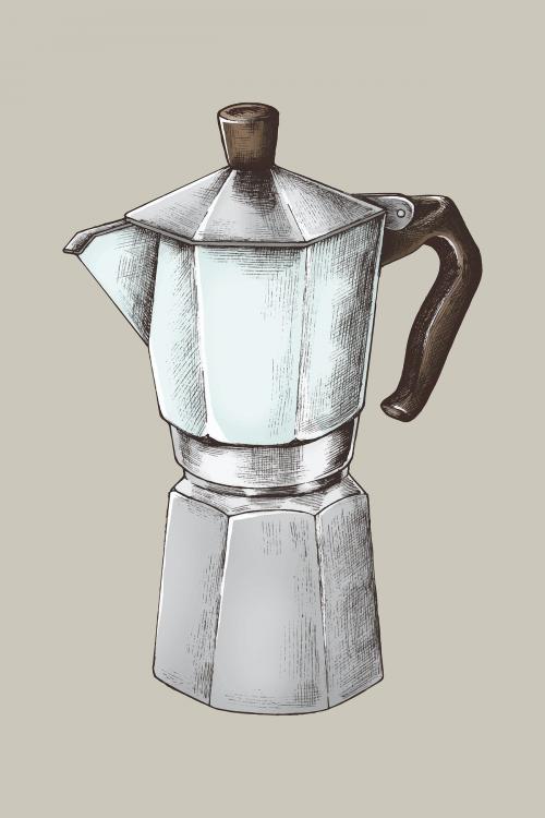 Vintage Moka pot on a beige background vector - 1203676