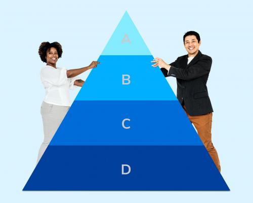 Man and woman holding a pyramid graph - 503912