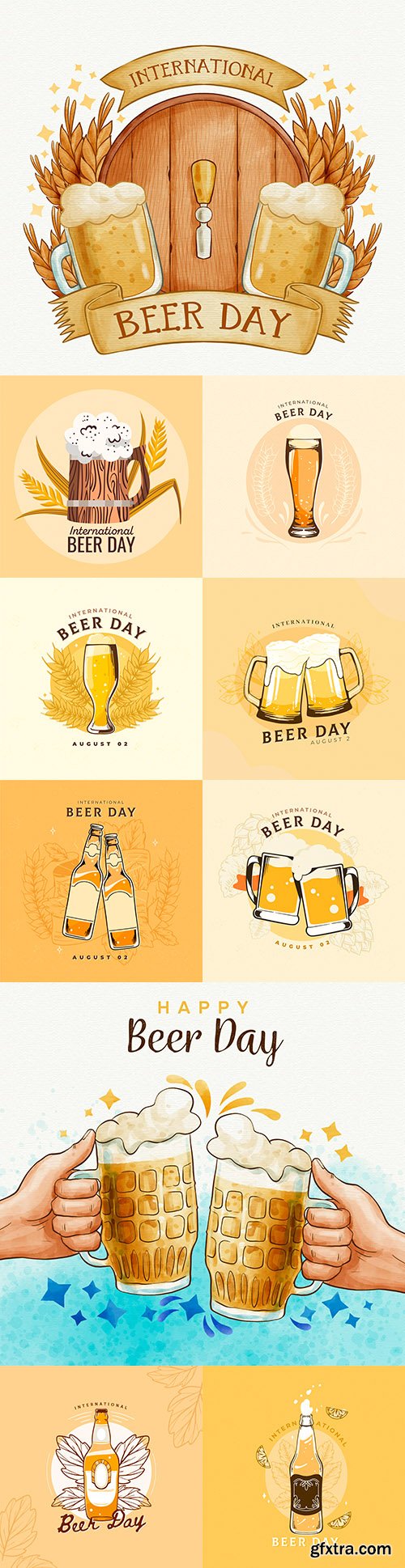 International Beer Day collection of illustrations
