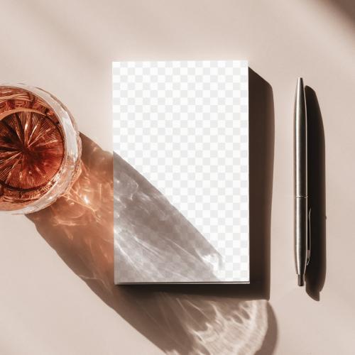 Whisky in a glass by a notepad transparent png - 2281593