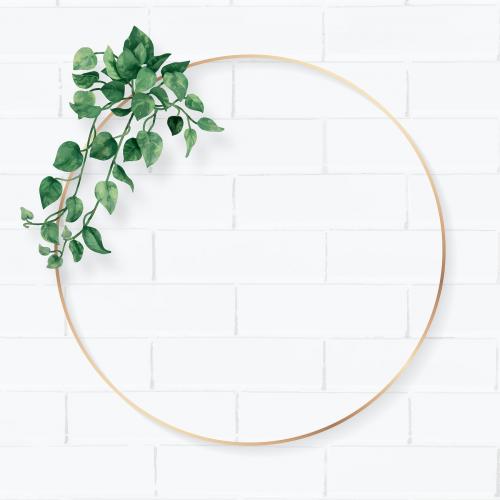 Blank round camellia leaves frame vector - 1208566