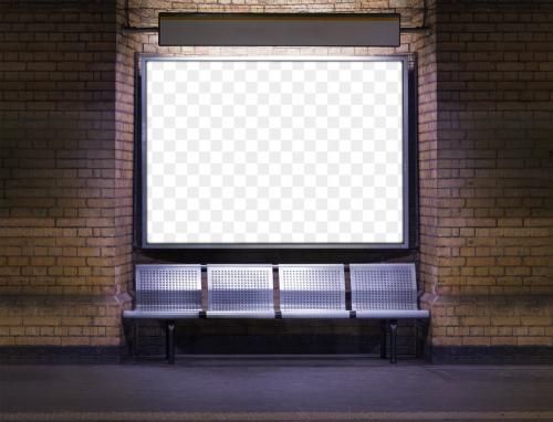 Blank billboard mockup in subway transparent png - 2024641