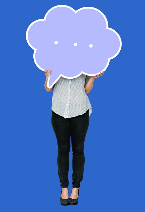 Woman holding a speech bubble - 493354