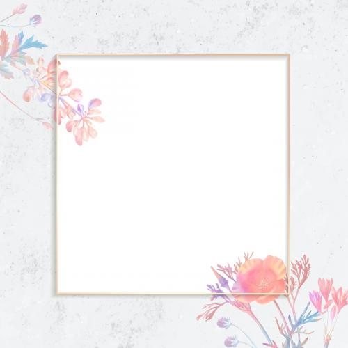 Blank floral square frame vector - 1209694
