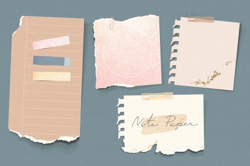 Glittery earth tone note paper template vector set - 1199803