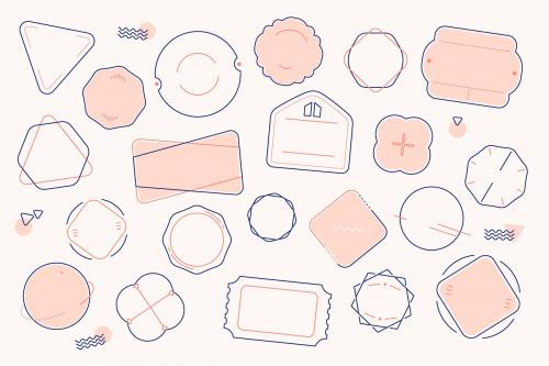 Blank minimal badge design vector set - 1200694