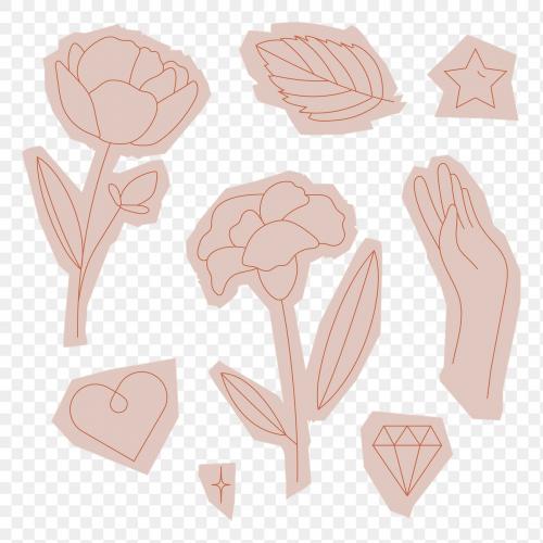 Set of minimal line art transparent png - 2044468