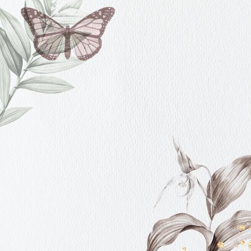 Leafy butterfly frame design illustration - 2097176