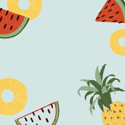 Hand drawn watermelon and pineapple wallpaper vector - 2206792