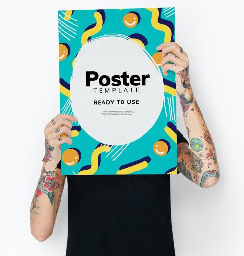 Hiding behind a colorful poster mockup - 502725