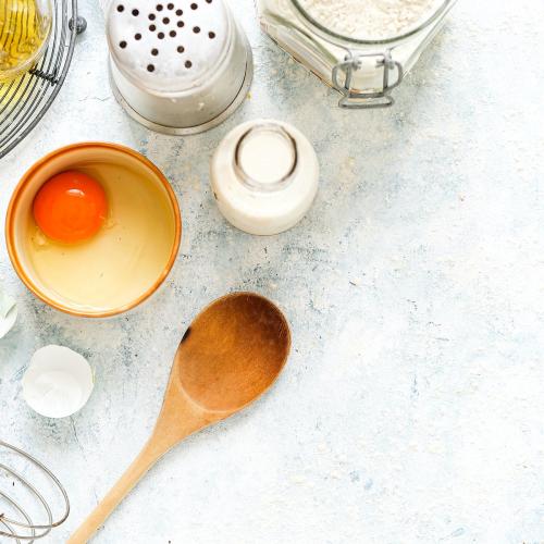 Baking utensils and ingredients on a white background - 2225892