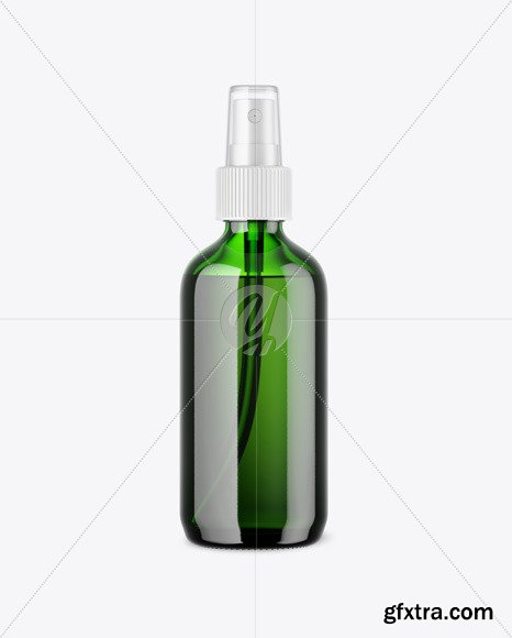 Green Glass Spray Bottle Mockup 61946