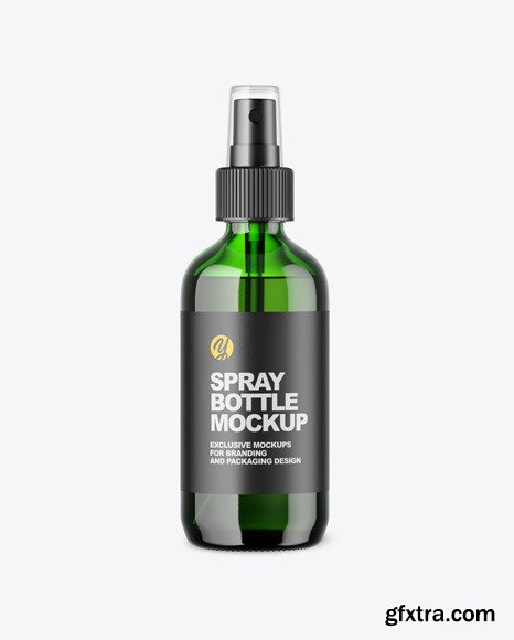 Green Glass Spray Bottle Mockup 61946