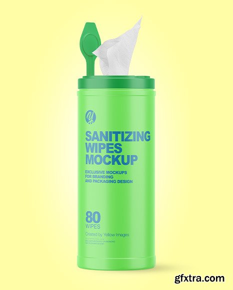 Matte Opened Sanitizing Wipes Canister Mockup 61948