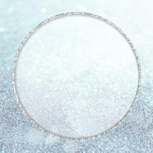 Silver glittery round frame vector - 2281158