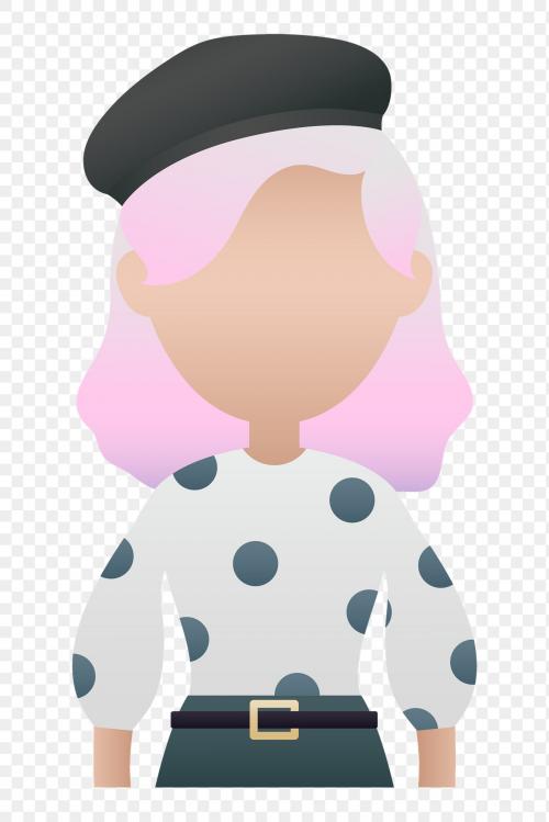 Woman in polka dot dress avatar transparent png - 2023825