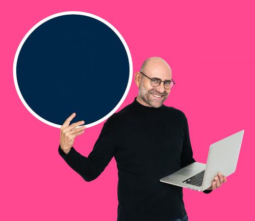 Programmer holding a blank circle - 492859