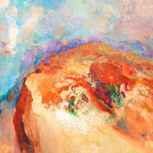 Abstract landscape oil paint textured background vector - 895228