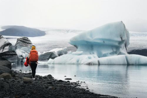 Woman at glacial lagoon in southeastern Iceland - 2042839