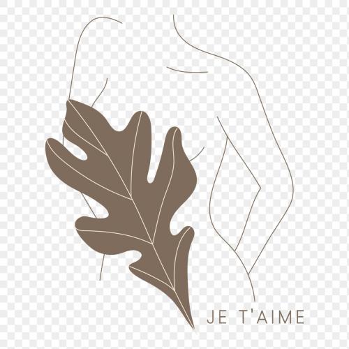 Woman body line art with Je t'aime word transparent png - 2044509