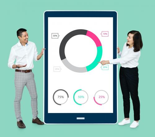 Businesspeople presenting a doughnut chart - 492891