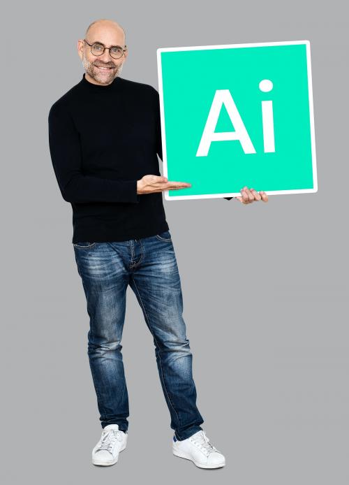 Man holding a board with Artificial Intelligence - 492922