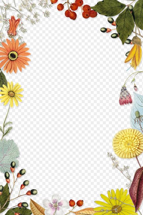 Rectangle colorful flowers frame patterned transparent png - 2094600