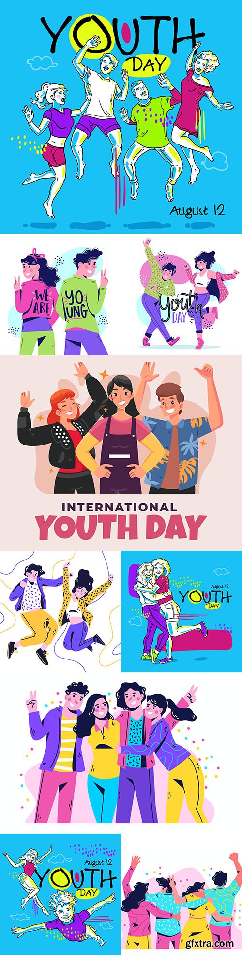 Youth Day people welcome and dance illustration
