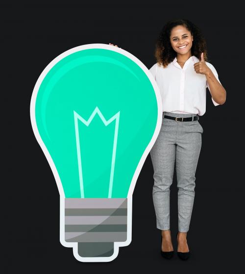 Creative woman with a light bulb - 493004