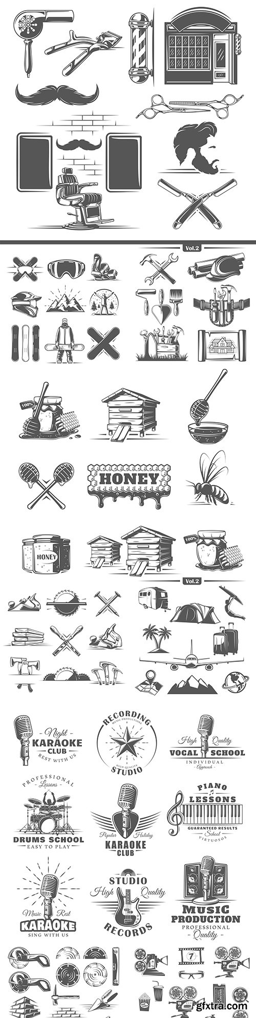 Vintage Badges and Emblems of Different Works 10xEPS Vintage Badges and Emblems of Different Works 10xEPS