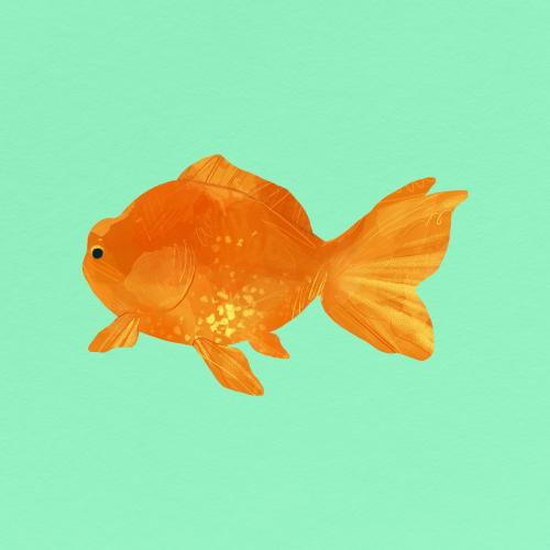 Goldfish on a green background vector - 2053052