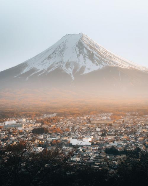 Mount Fuji and Kawaguchiko town in Japan - 2208623