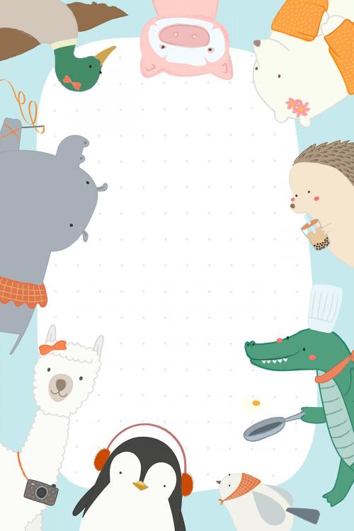 Cute animal background vector - 2053273