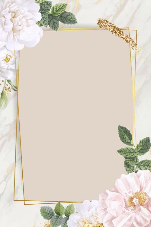 Rectangle rose frame on marble background vector - 2053625