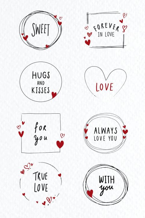 Doodle love frame collection vector - 2053637