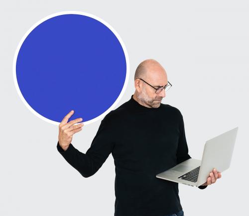 Programmer holding a blank circle - 493109