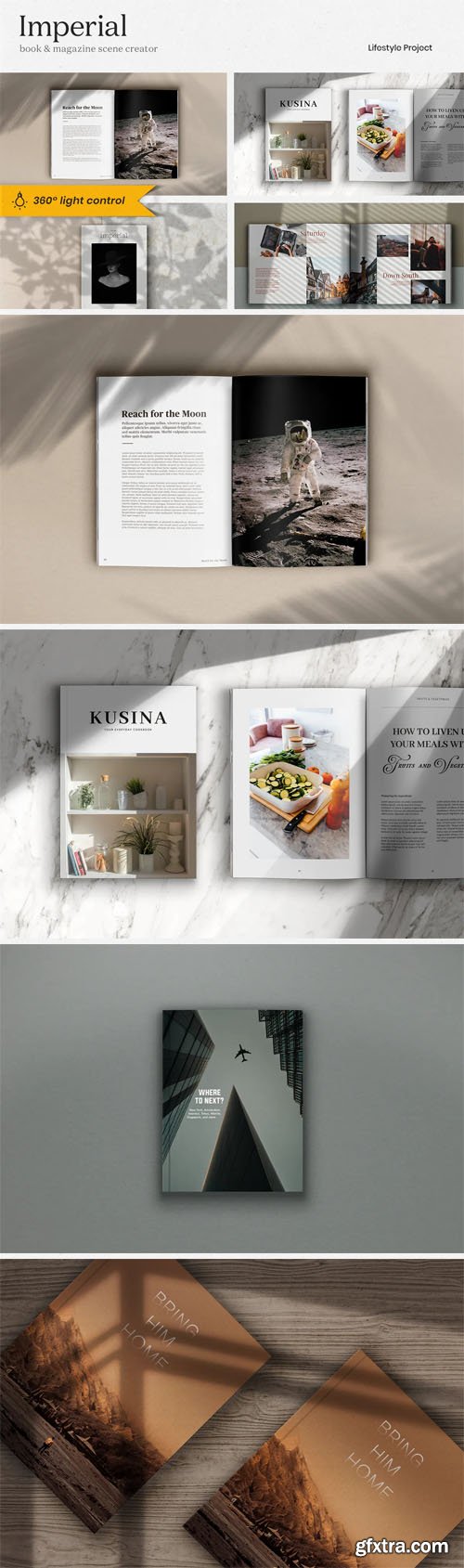 Imperial Book & Magazine Scene Creator PSD Mockups Kit