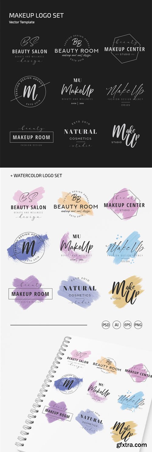 Makeup Logo Set Vector Templates