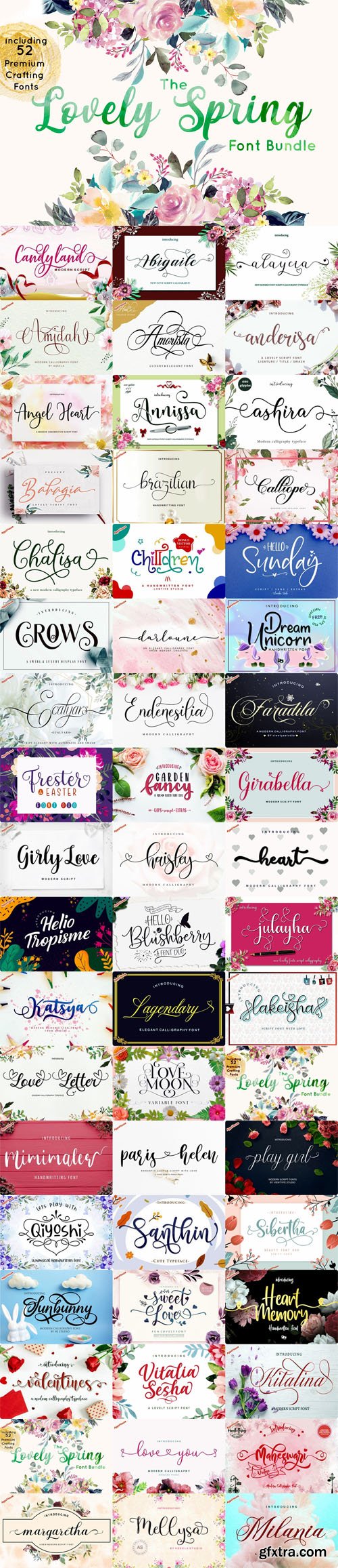 The Lovely Spring Font Bundle - Including 52 Premium Crafting Fonts