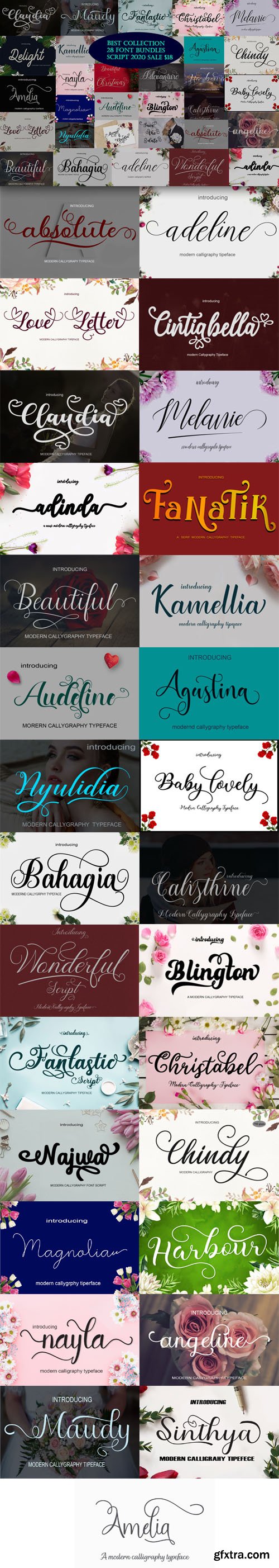 Best Collection 28 Premium Font Bundles Script 2020 sale $18